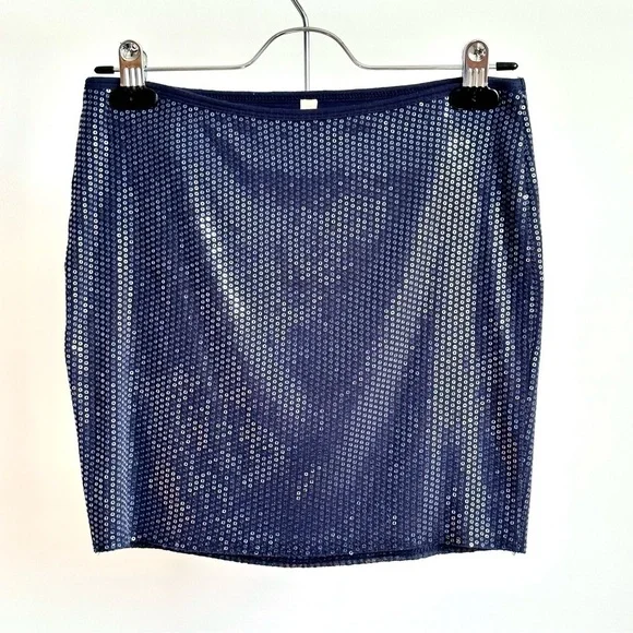 Vintage Y2K Bailey 44 Blue Sequin Mini Skirt Mermaidcore Festival Fashion Party - Picture 9 of 12